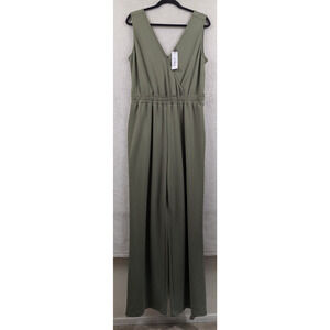 Caralynmirand The Drop sz L Jumpsuit One Piece green knit tank wide leg 3494